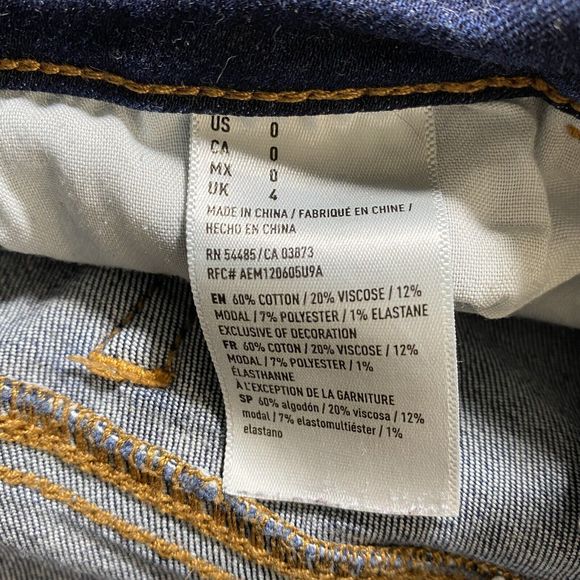 American Eagle Short Sz 0 (25-26 x 3") Womens Hi Rise Shortie Stretch Blue Denim - Picture 7 of 8